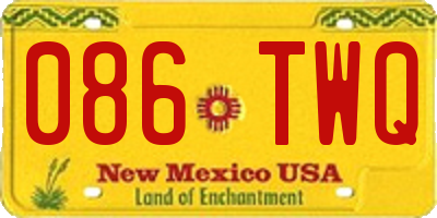 NM license plate 086TWQ