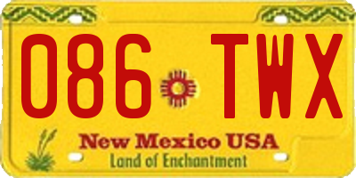 NM license plate 086TWX
