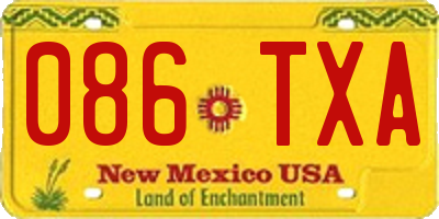 NM license plate 086TXA