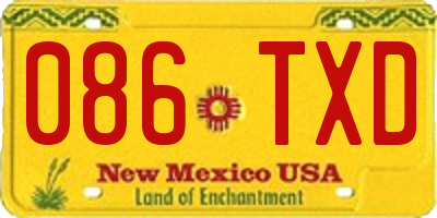 NM license plate 086TXD