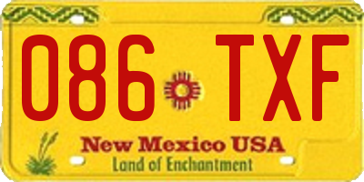 NM license plate 086TXF
