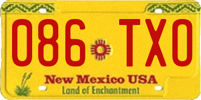 NM license plate 086TXO