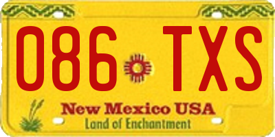 NM license plate 086TXS
