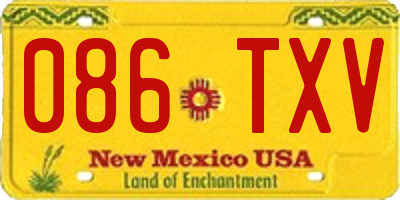 NM license plate 086TXV
