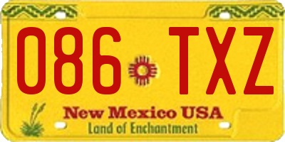 NM license plate 086TXZ