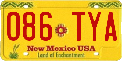 NM license plate 086TYA