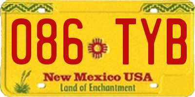 NM license plate 086TYB