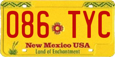 NM license plate 086TYC