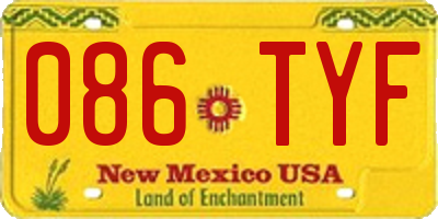 NM license plate 086TYF