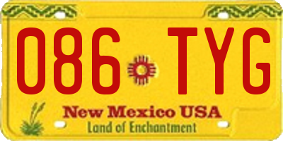 NM license plate 086TYG