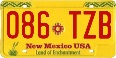 NM license plate 086TZB