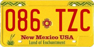 NM license plate 086TZC