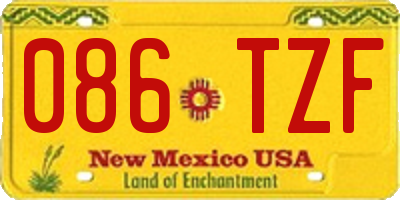 NM license plate 086TZF