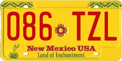 NM license plate 086TZL