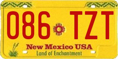 NM license plate 086TZT