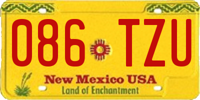 NM license plate 086TZU