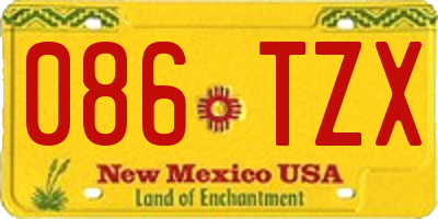 NM license plate 086TZX