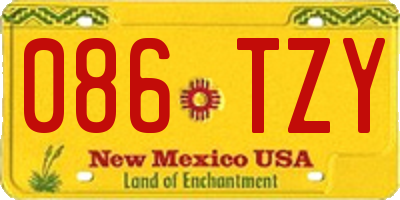 NM license plate 086TZY