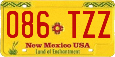 NM license plate 086TZZ