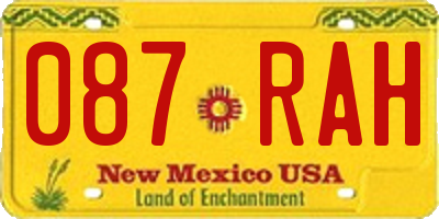 NM license plate 087RAH