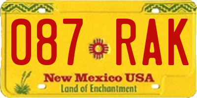 NM license plate 087RAK