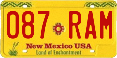 NM license plate 087RAM