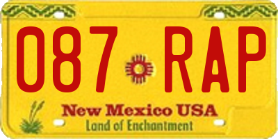 NM license plate 087RAP