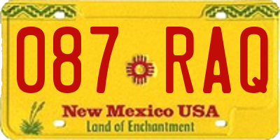 NM license plate 087RAQ
