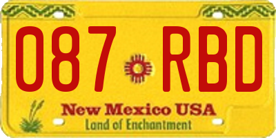 NM license plate 087RBD