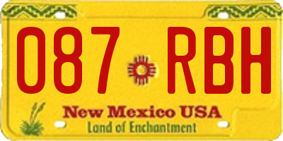 NM license plate 087RBH