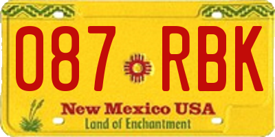 NM license plate 087RBK