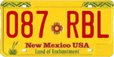 NM license plate 087RBL