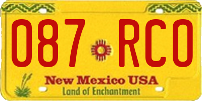NM license plate 087RCO