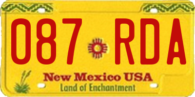 NM license plate 087RDA