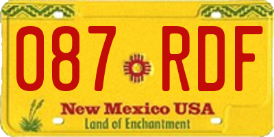 NM license plate 087RDF