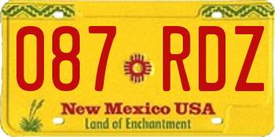 NM license plate 087RDZ