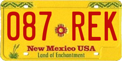 NM license plate 087REK