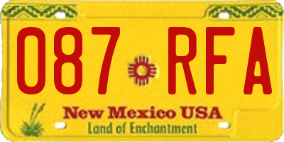 NM license plate 087RFA