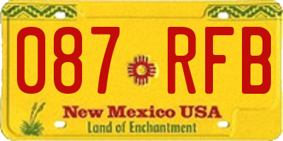 NM license plate 087RFB