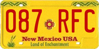 NM license plate 087RFC