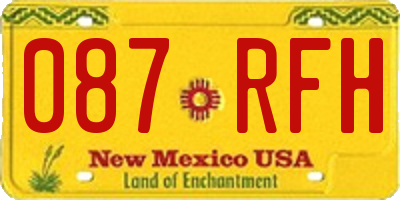 NM license plate 087RFH