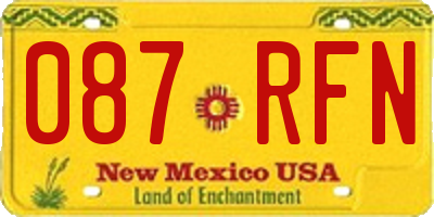 NM license plate 087RFN