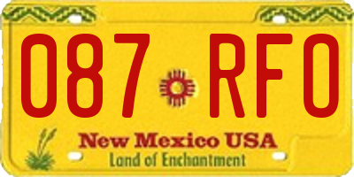 NM license plate 087RFO