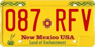 NM license plate 087RFV