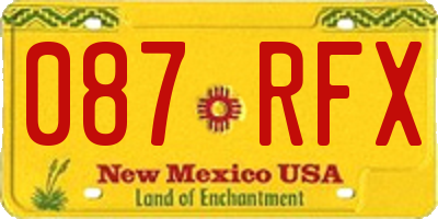 NM license plate 087RFX