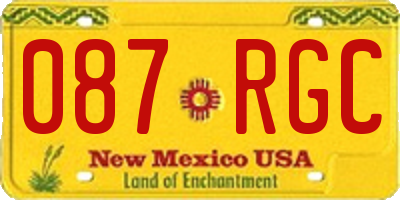 NM license plate 087RGC
