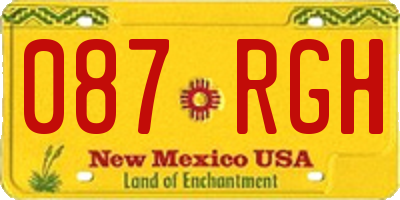 NM license plate 087RGH