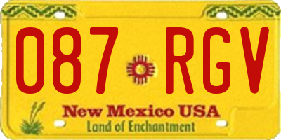 NM license plate 087RGV