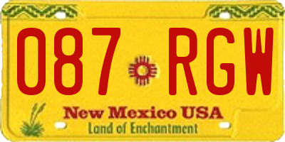 NM license plate 087RGW