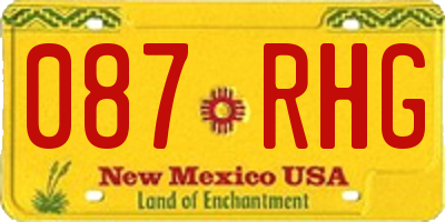 NM license plate 087RHG